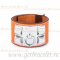 Hermes Collier de Chien Bracelet Orange With Silver